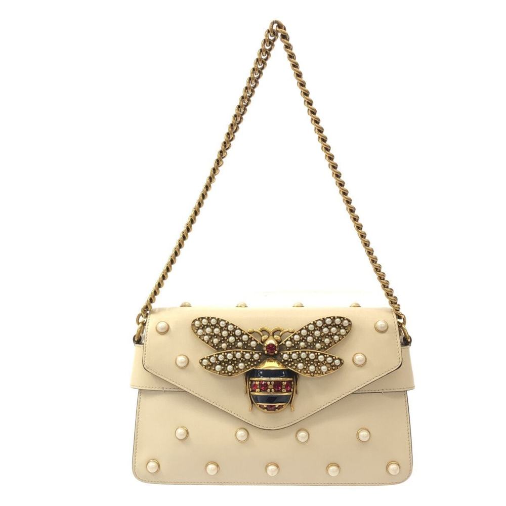 Gucci Chain Shoulder Bag Margaret White Ivory Bee Broadway Queen - Picture 2 of 12